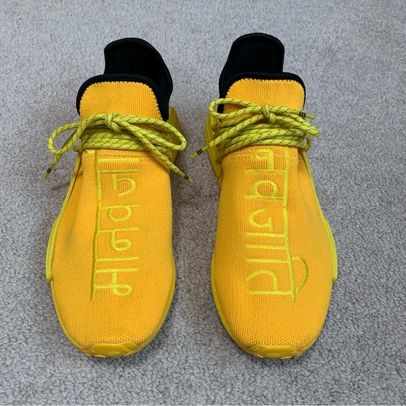 Size 11 Mens - adidas NMD Human Race x Pharrell Sneakers Yellow GY0091 - Picture 2 of 10